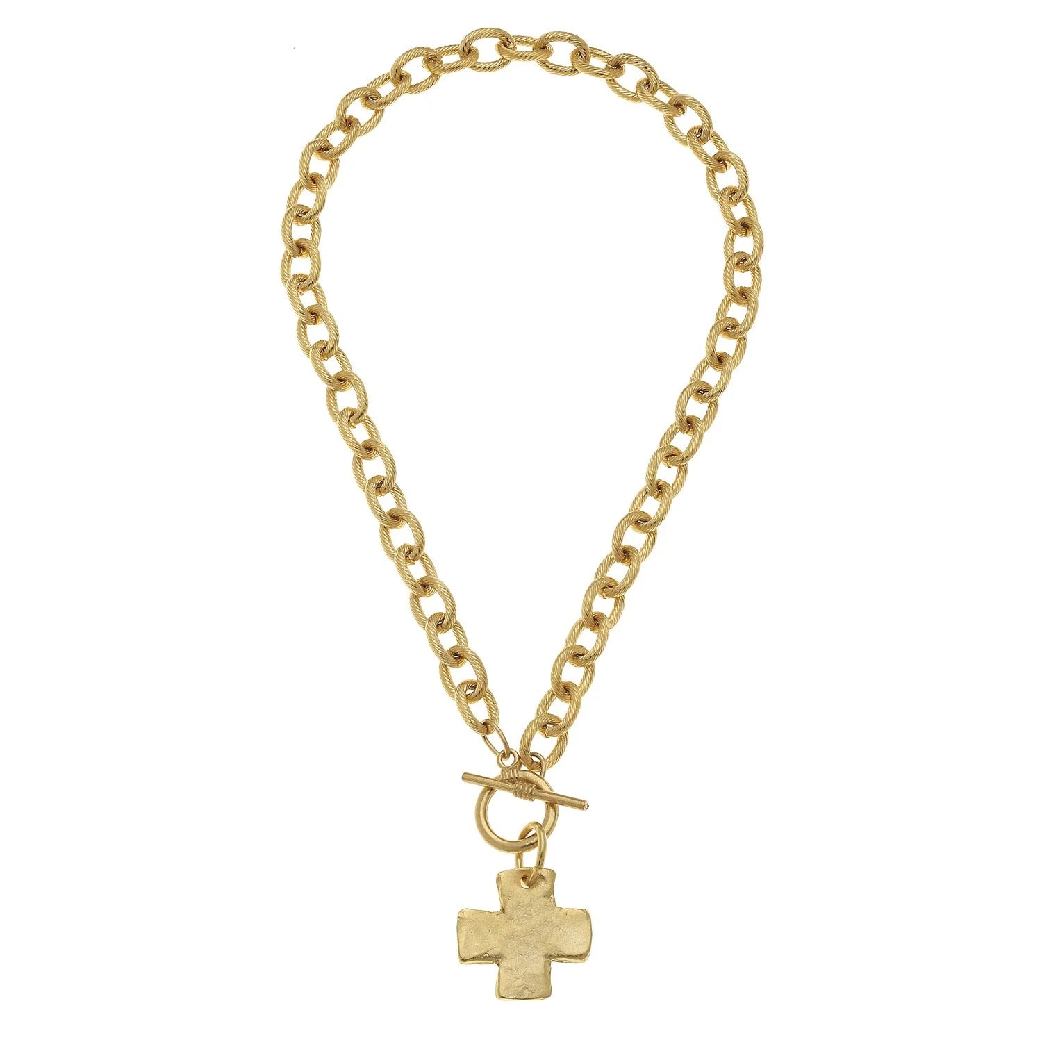 Susan Shaw - Handcast Gold Cross Toggle Necklace