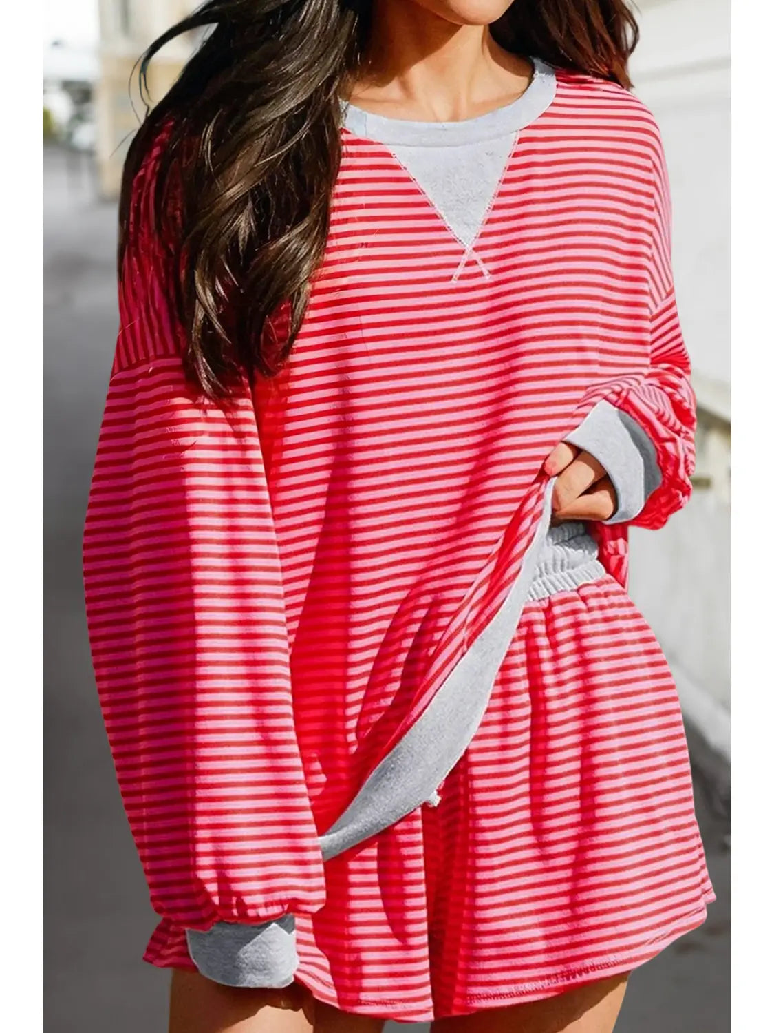 Candy Cane Striped Shorts Set