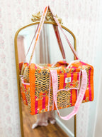 Heart of Grace - Pink + Orange Tiger Large Scalloped Quilted Duffle Bag