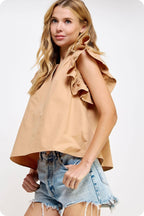 Flutter Ruffle Poplin Top