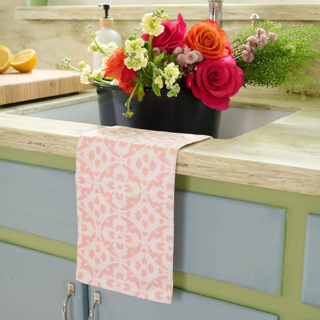 Laura Park Designs - Porto Tiles Blush Tea Towel: One Size