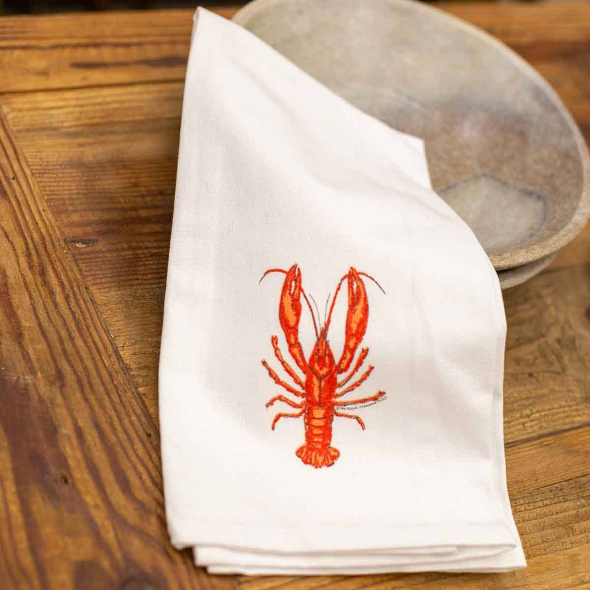 The Royal Standard - Crawfish Hand Towel   White/Red   20x28
