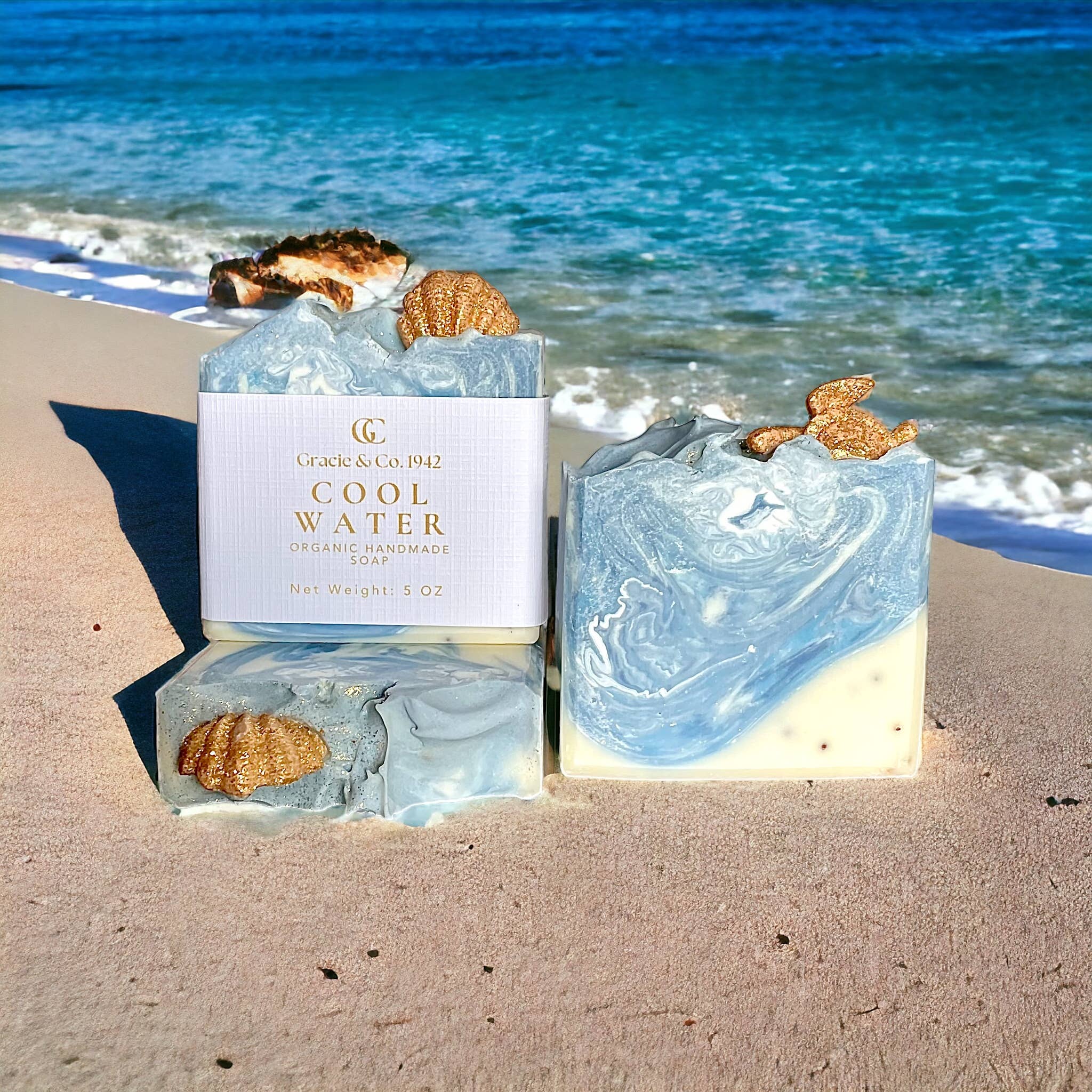Gracie & Co. 1942 - Cool Waters Organic Handmade Shea Butter Soap Bar