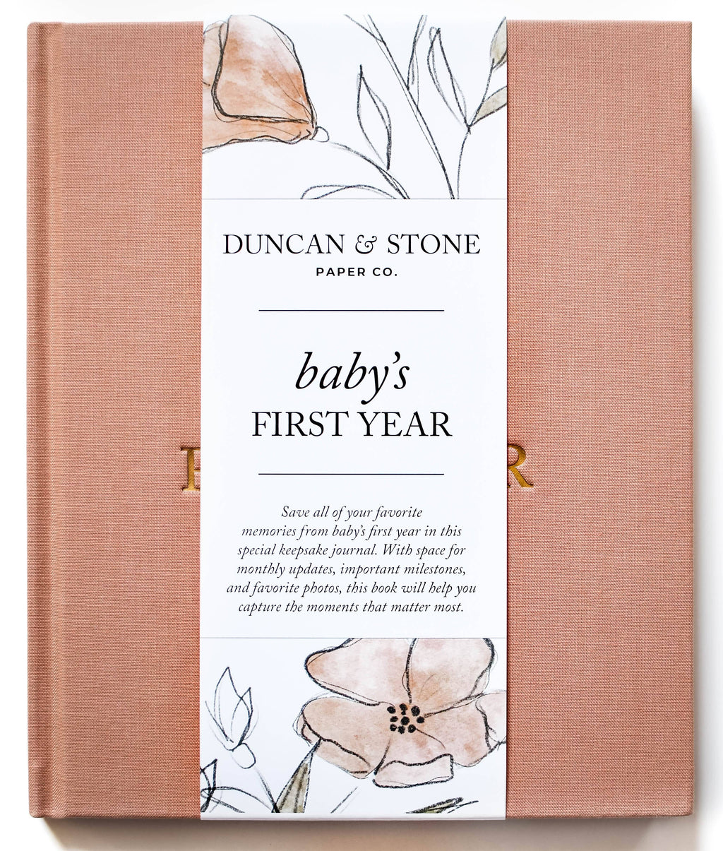 Duncan & Stone Paper Co. - Baby's First Year Memory Book & Photo Album | Mother's Day: Sky Blue