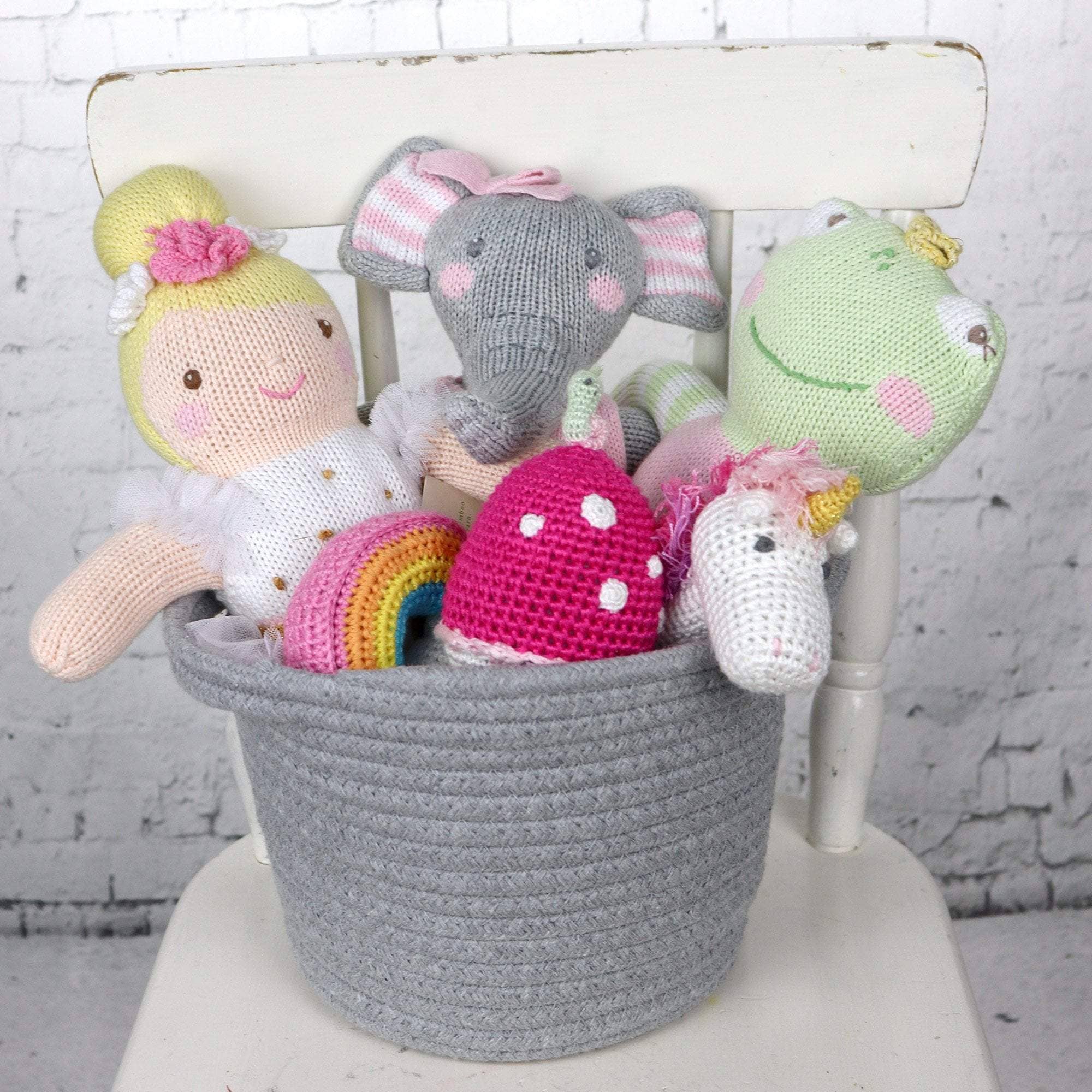 Petit Ami & Zubels - Edna the Elephant Hand-Knit Rattle: 7" Rattle