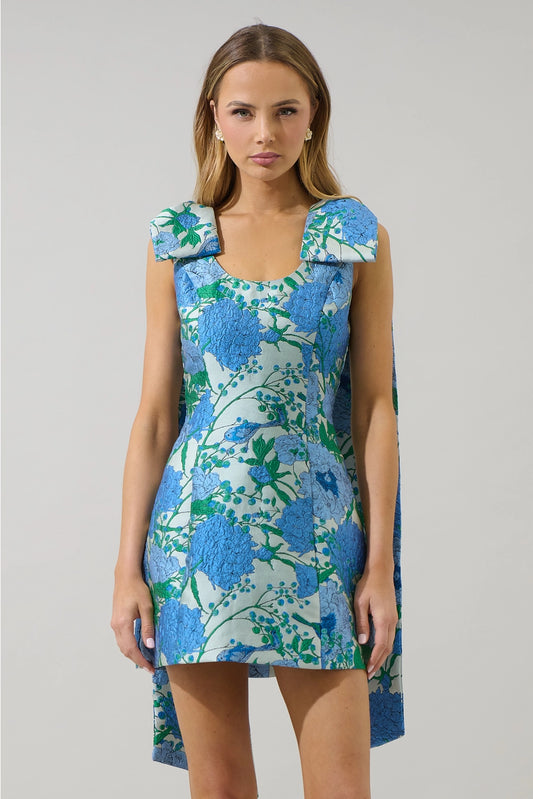 Willa Floral Jacquard Bow Sash Dress