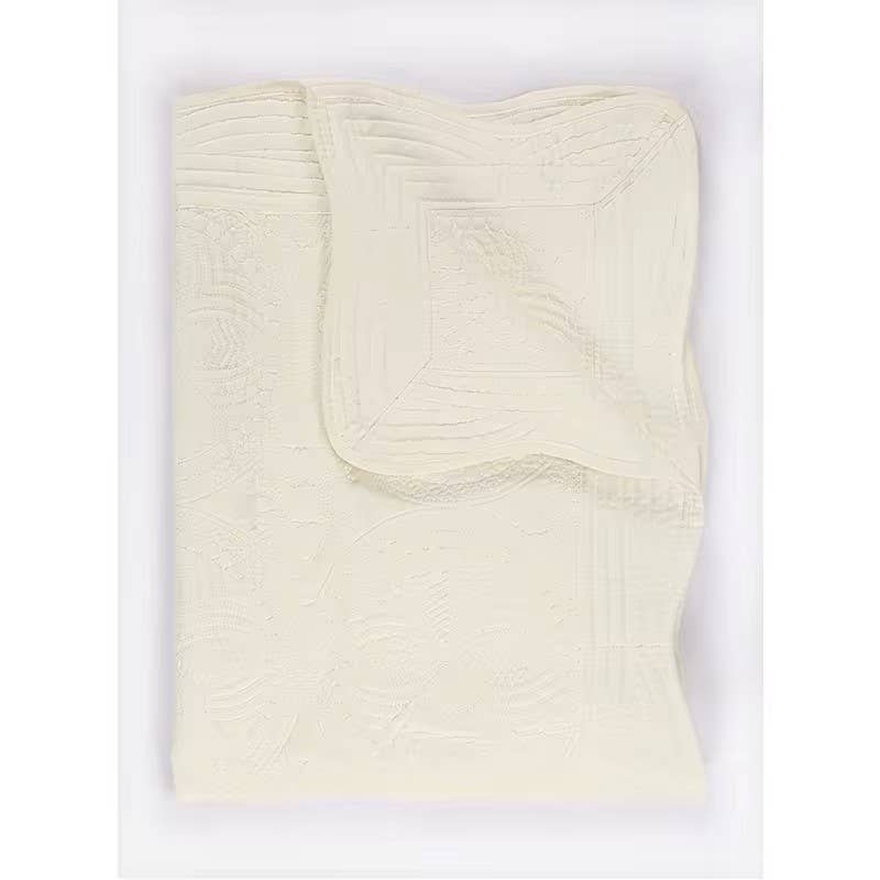Zsa Zsa & LoLLi Monogram Blanks - Heirloom Quilt - Baby Quilt Blanket Swaddle Monogram: White
