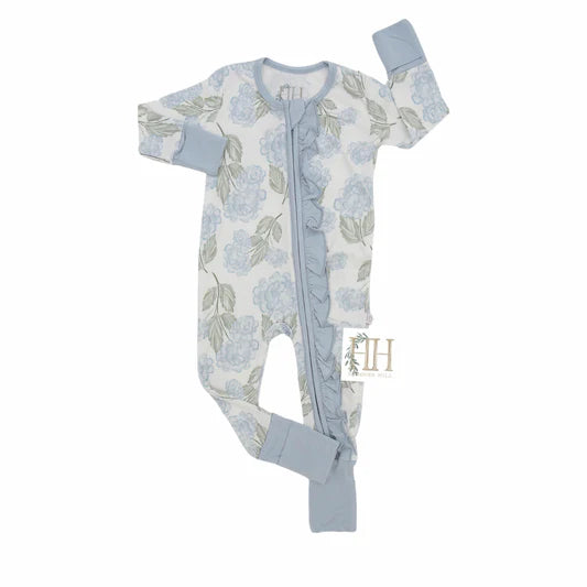 Girls Garden Party Double Zipper Ruffle Romper