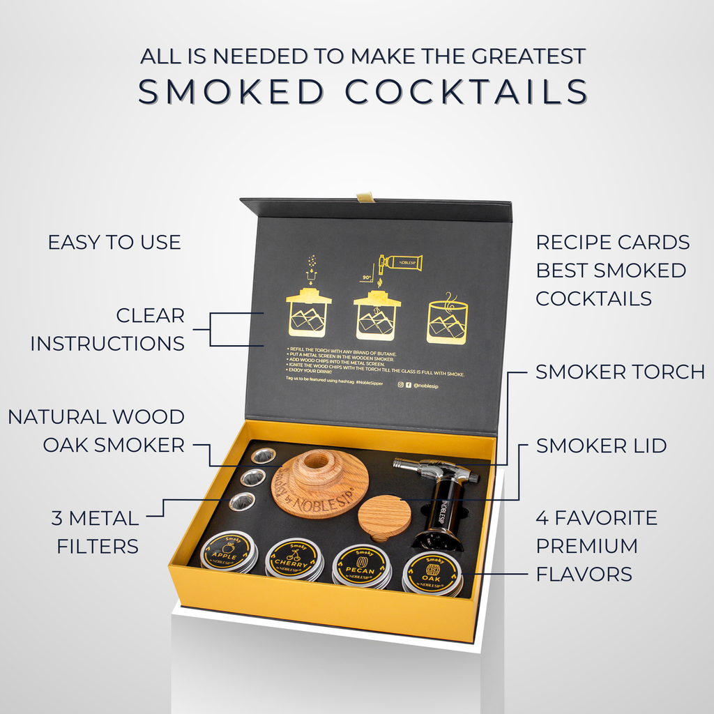 NOBLESIP - Whiskey Cocktail Smoker Kit, Men Gift Set. Father's day gift: No Personalization