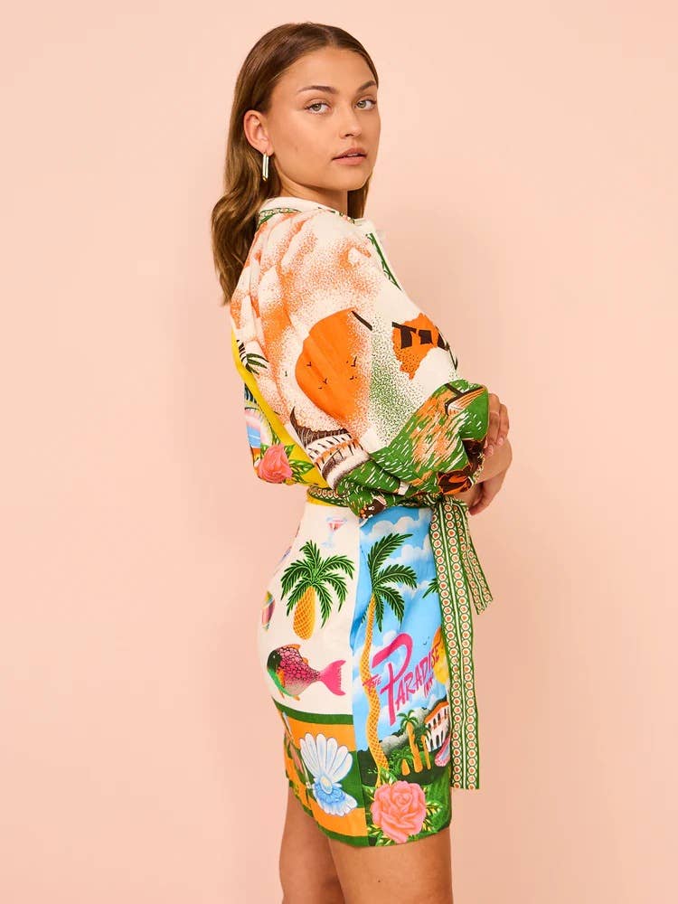 Lily Clothing - PRINTED SHIRT CARDIGAN DRESS