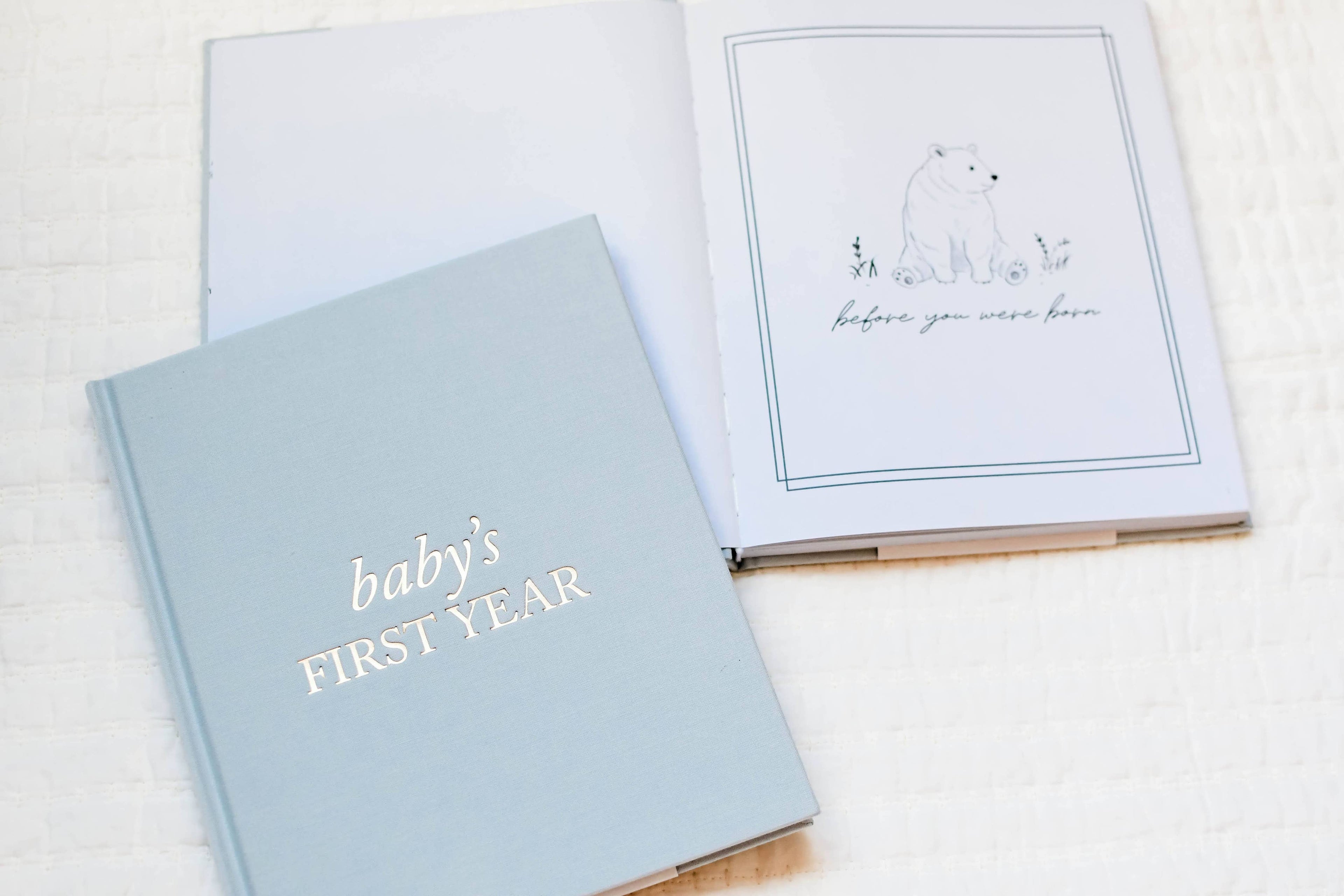 Duncan & Stone Paper Co. - Baby's First Year Memory Book & Photo Album | Mother's Day: Sky Blue