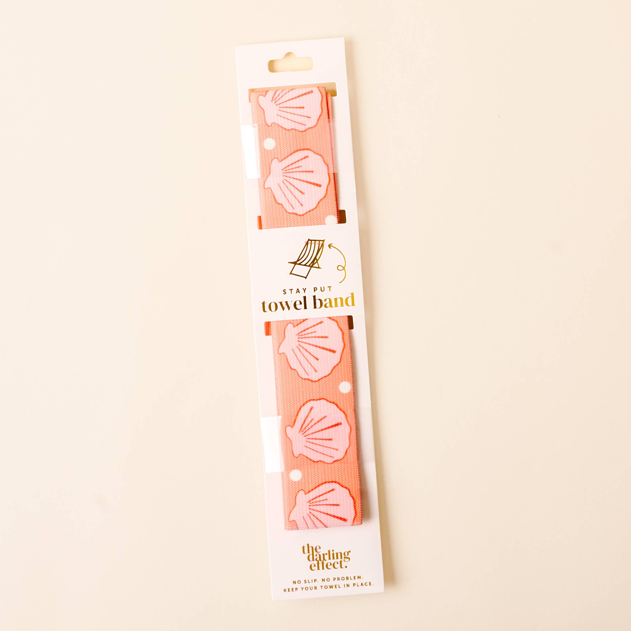 The Darling Effect - Stay-Put Towel Band-Seashells Coral