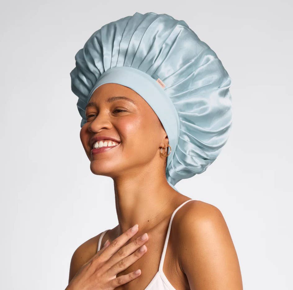 KITSCH - Adjustable Oversized Satin Bonnet- Haze Blue