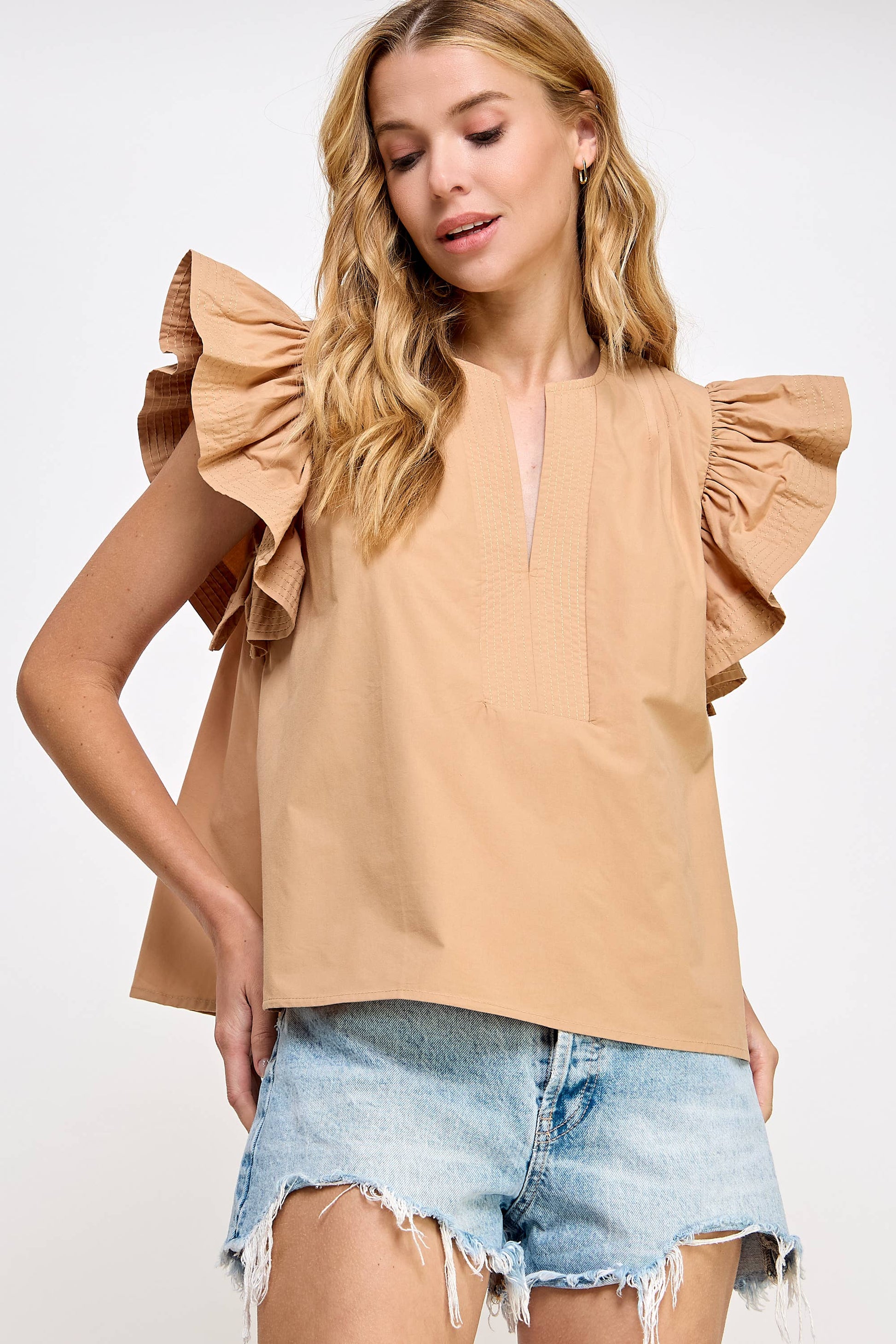 Flutter Ruffle Poplin Top