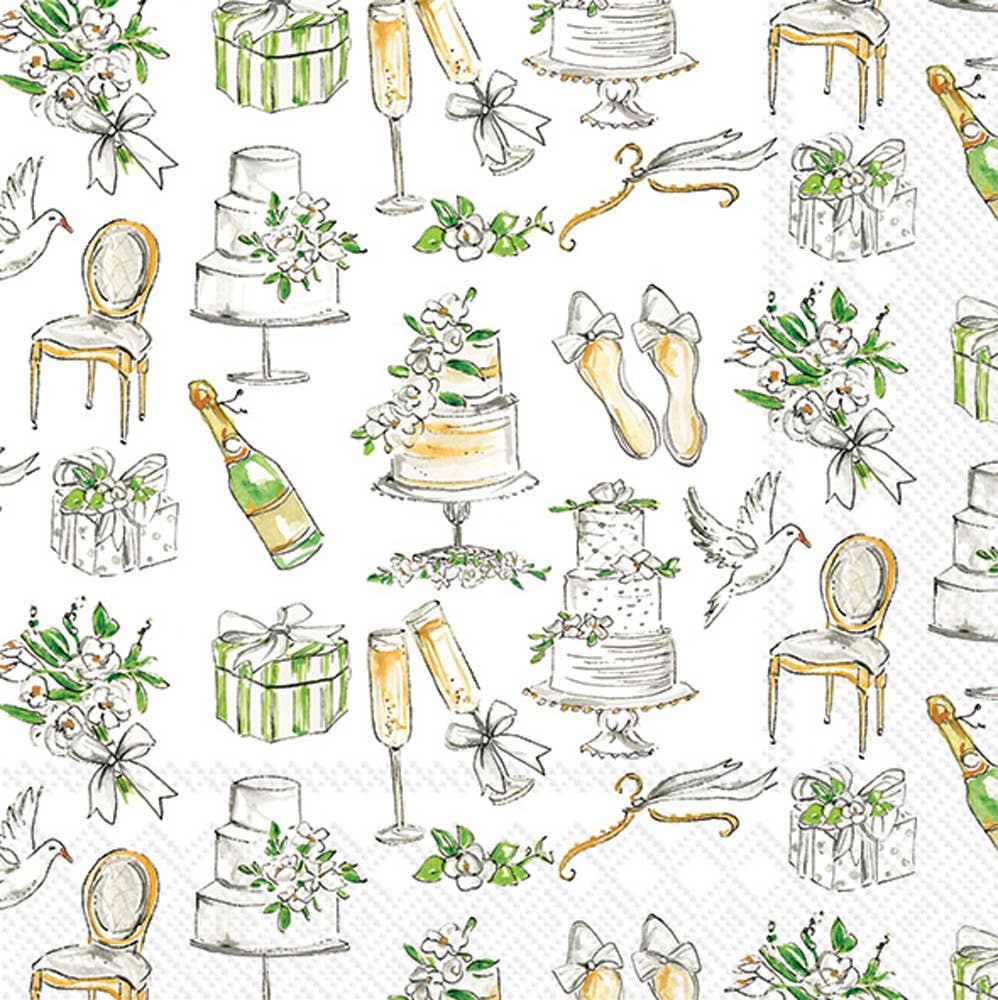 Boston International - Paper Lunch Napkin Pack of 20 Wedding Cakes