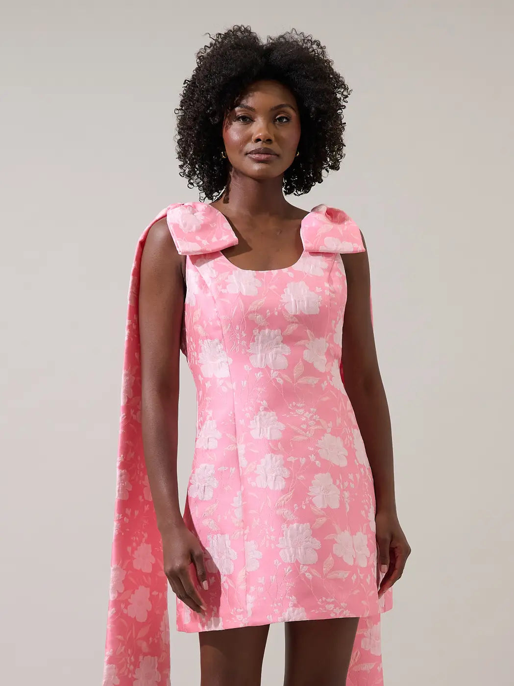 Willa Floral Jacquard Bow Sash Dress