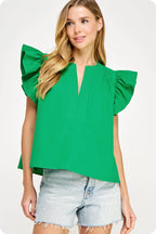 Flutter Ruffle Poplin Top