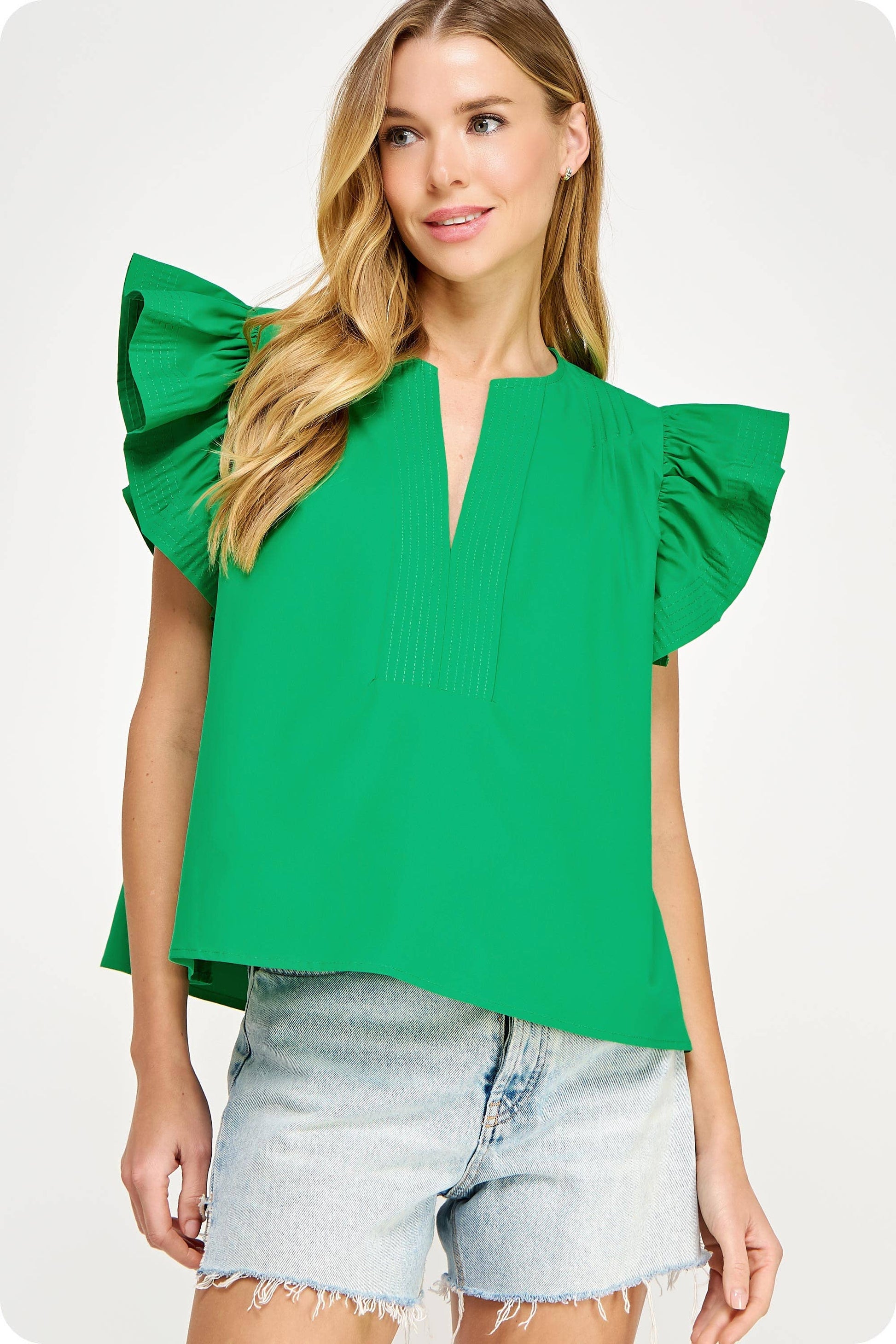 Flutter Ruffle Poplin Top
