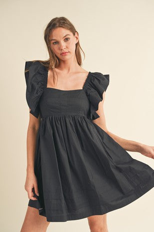 Black Ruffle Sleeve Dress