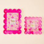 The Darling Effect - Rectangle Scalloped Acrylic Frame-Hot Pink
