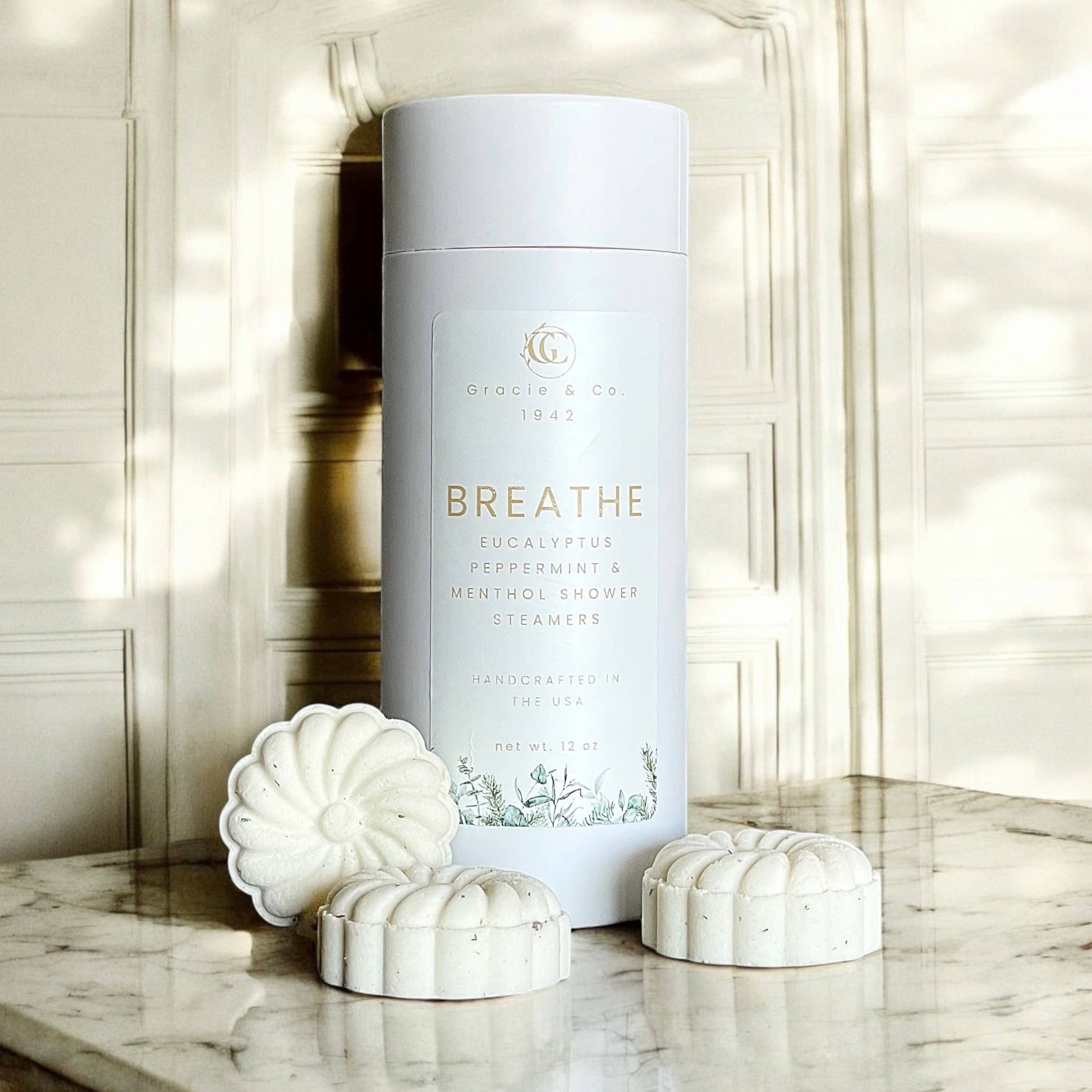 Gracie & Co. 1942 - Organic Botanical Aromatherapy Shower Steamers : BREATHE (EUCALYPTUS PEPPERMINT)