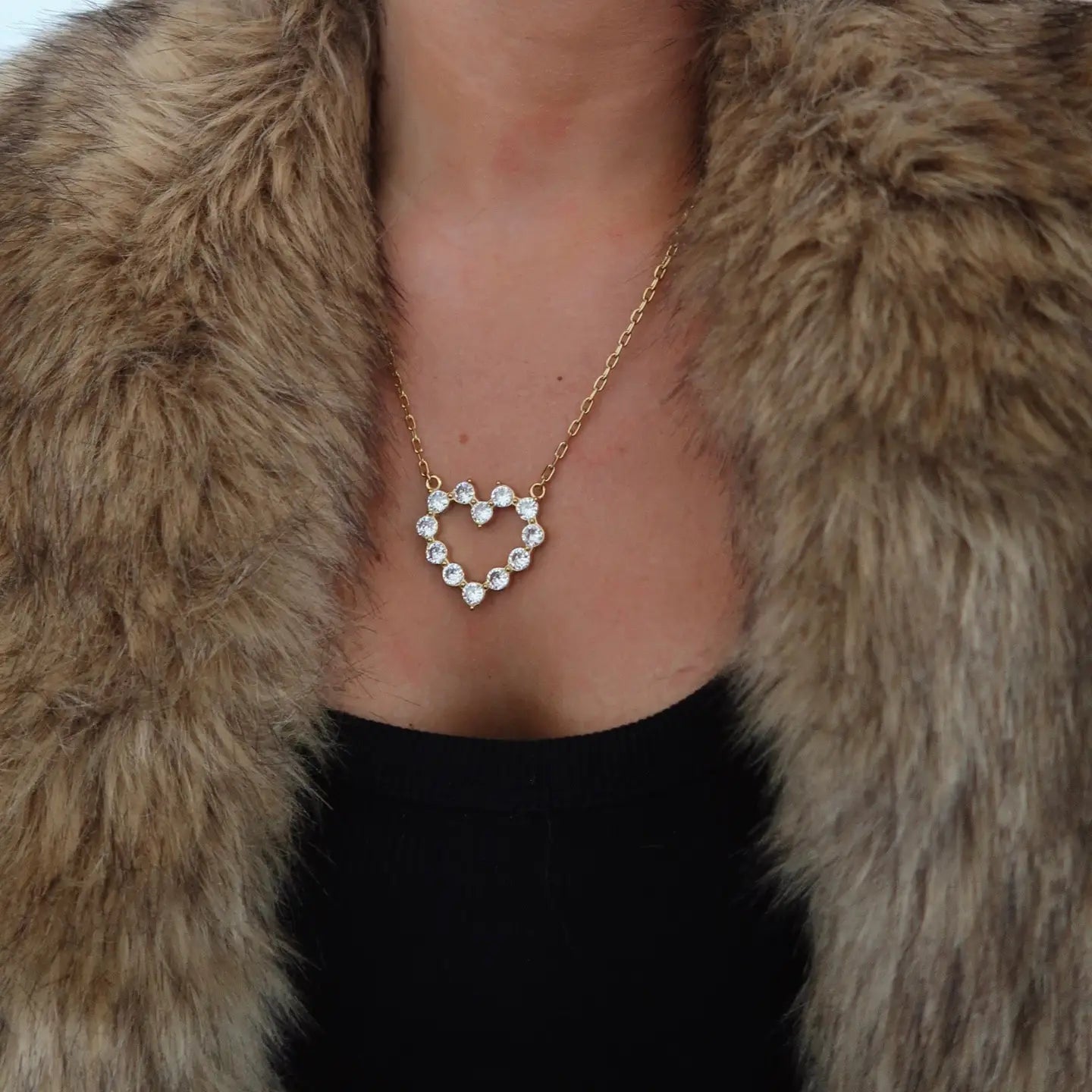 Chan Sutt Pearls - Large Diamond Heart Necklace
