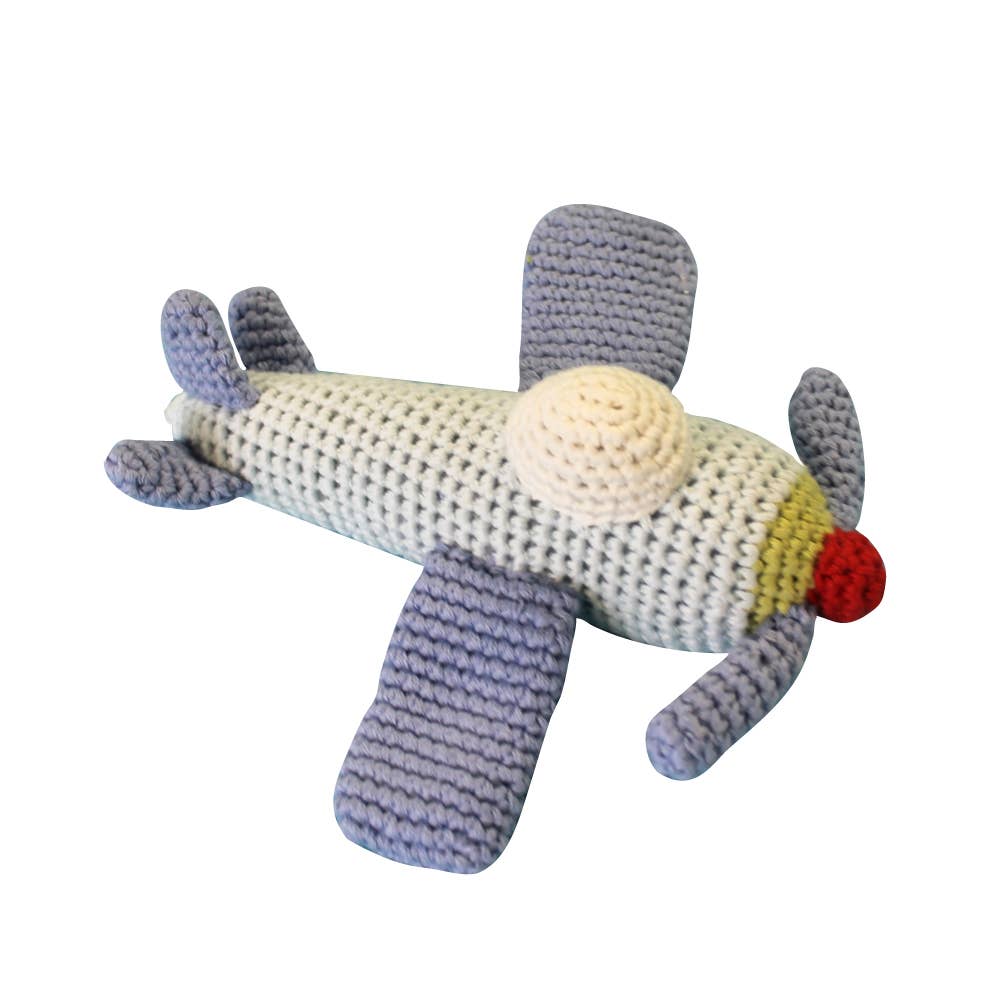 Petit Ami & Zubels - Airplane Hand-Crochet Rattle: 6" Rattle