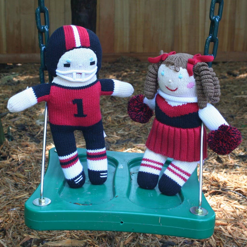 Petit Ami & Zubels - Football Player Knit Dolls: Red/White / 7" Rattle