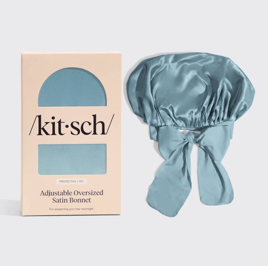 KITSCH - Adjustable Oversized Satin Bonnet- Haze Blue