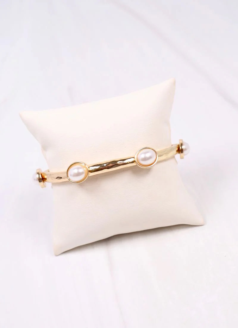 Caroline Hill - Piers Stretch Bracelet with Pearls Gold