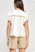 Lace Trim Flutter Top