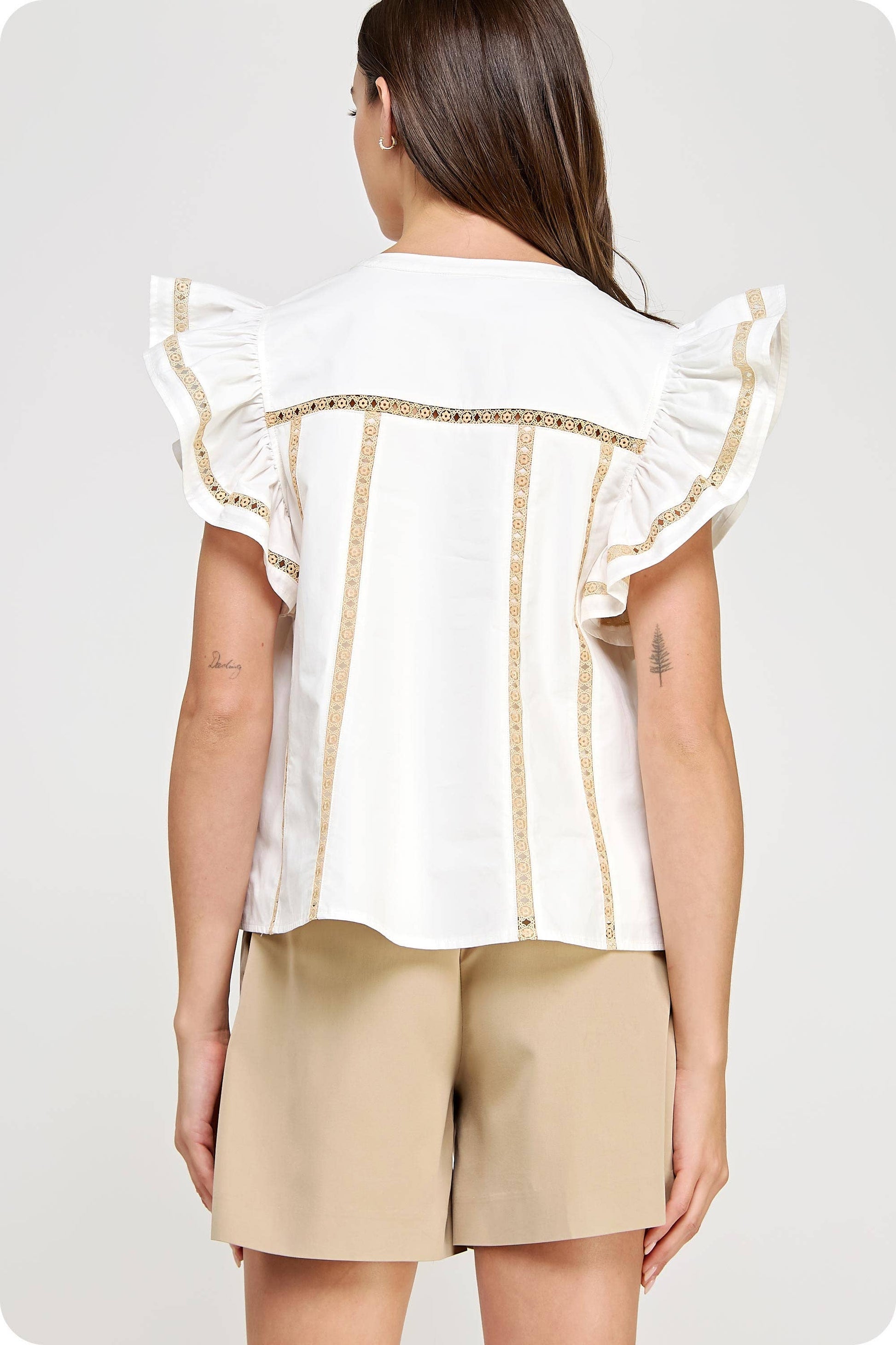 Lace Trim Flutter Top