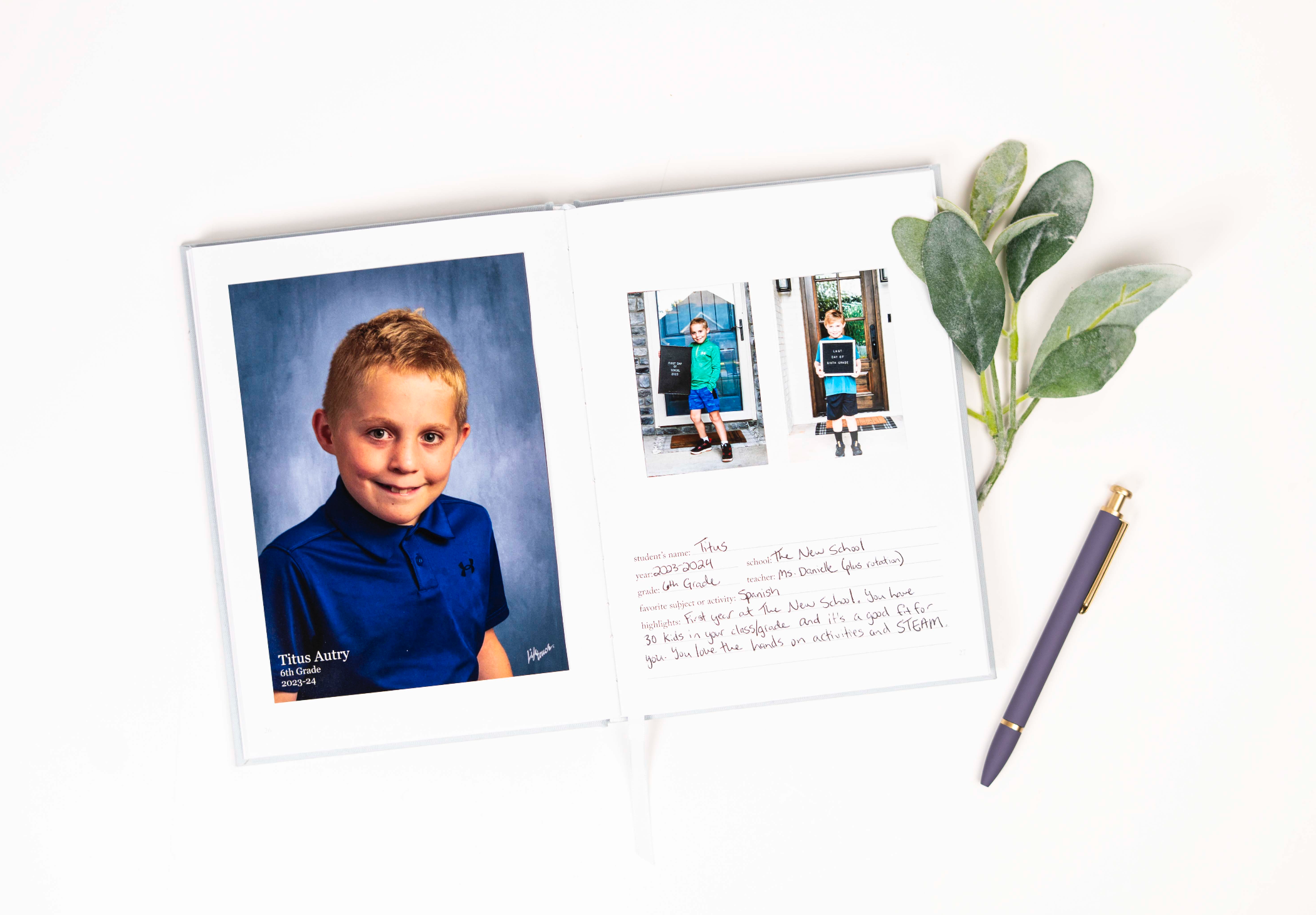 Duncan & Stone Paper Co. - School Memory Book | Durable School Photo Book: Blue