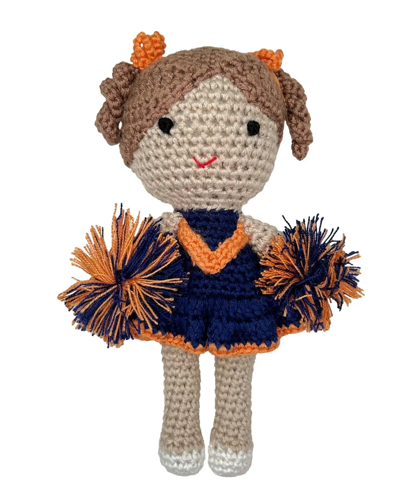 Petit Ami & Zubels - Cheerleader Bamboo Crochet Rattles in Multiple Colors: Red/White / 5" Rattle