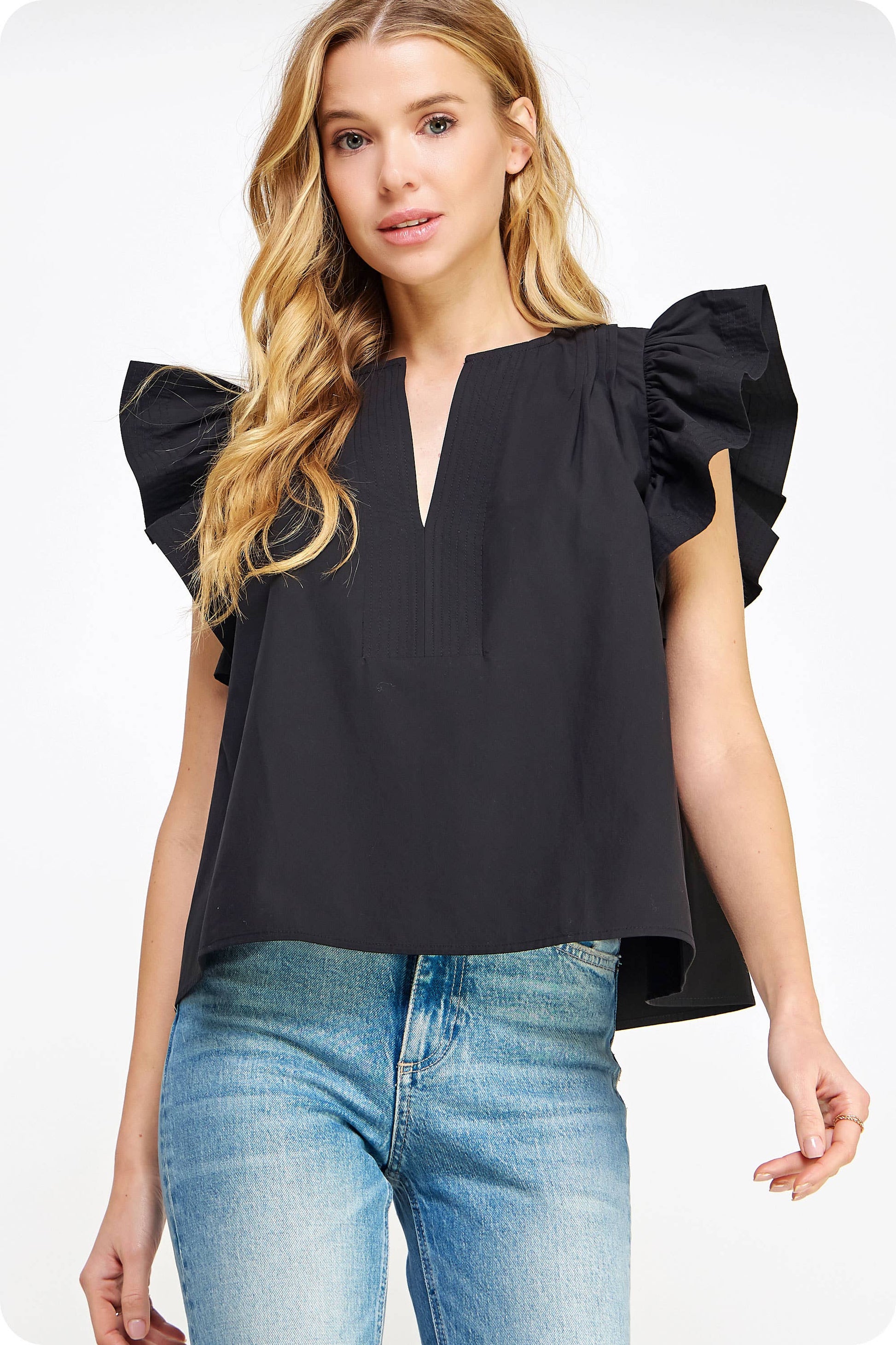Flutter Ruffle Poplin Top