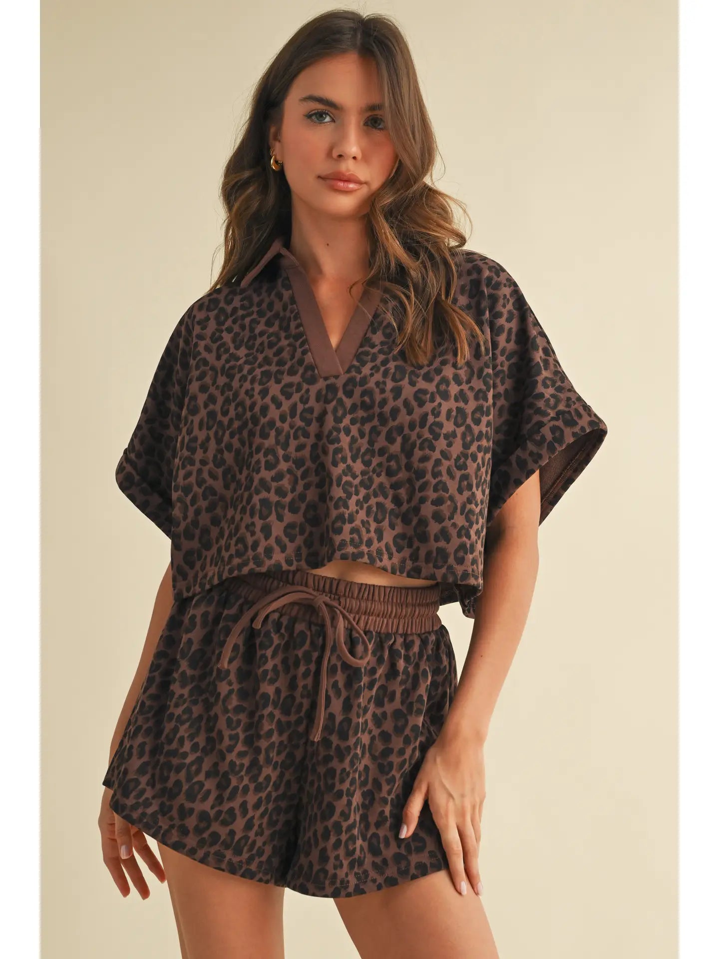 Spot On Cropped Short Sleeve and Shorts Set