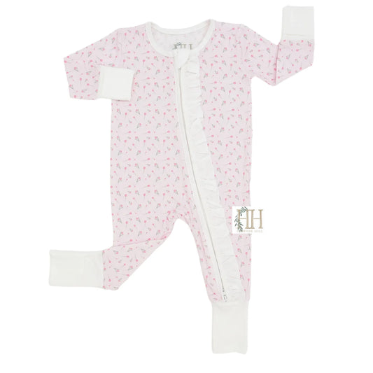 Girls Tiptoe Tulip Double Zipper Romper