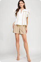 Lace Trim Flutter Top