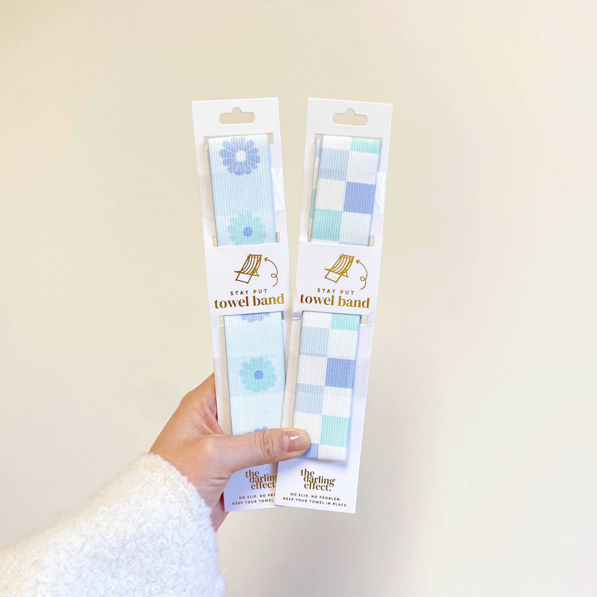 The Darling Effect - Stay-Put Towel Band-Check Blue