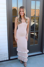 Mave Cream Stripe Midi Dress