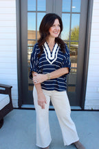 Fireside Stripe Split Neck