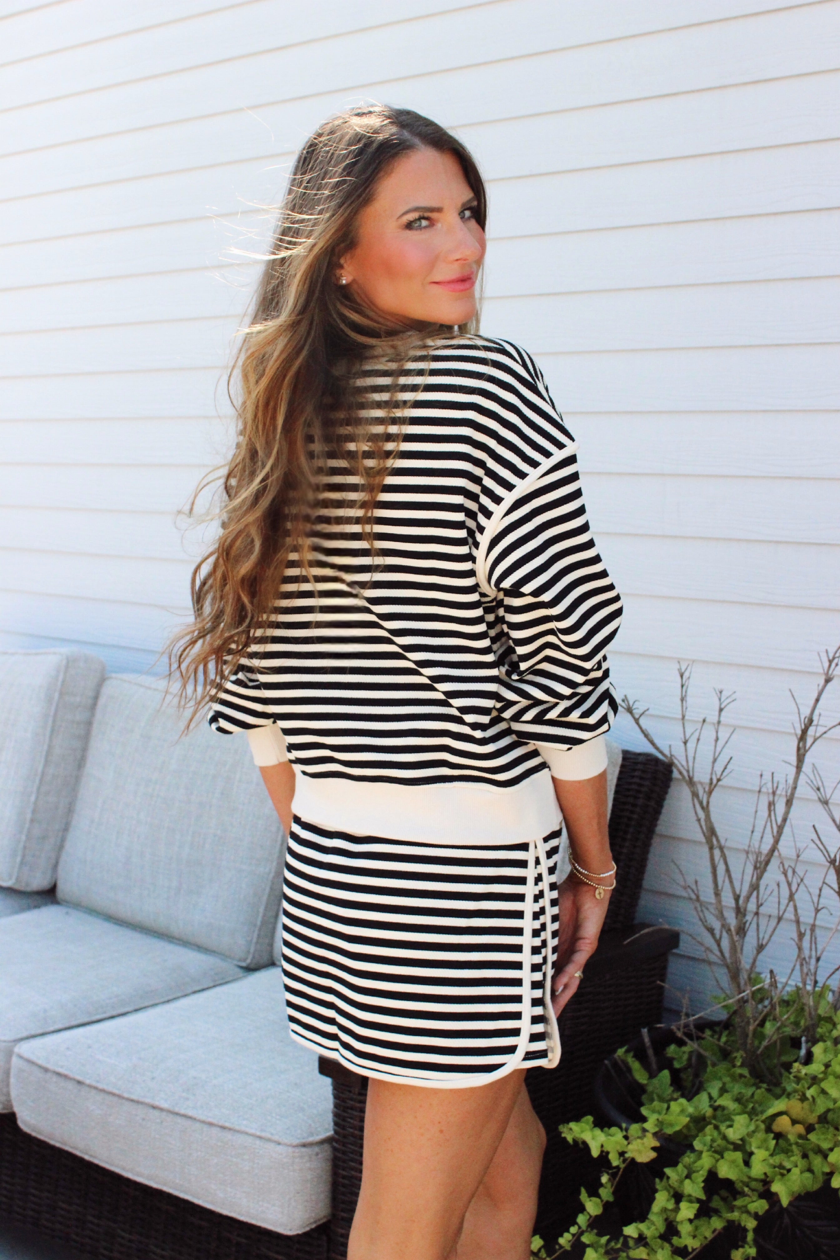 Stripe Me in Fall Skort Set