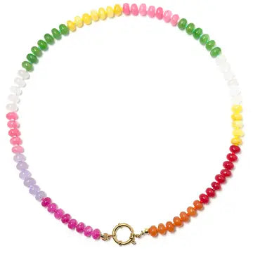 Gemstone Candy Round Charm Necklace