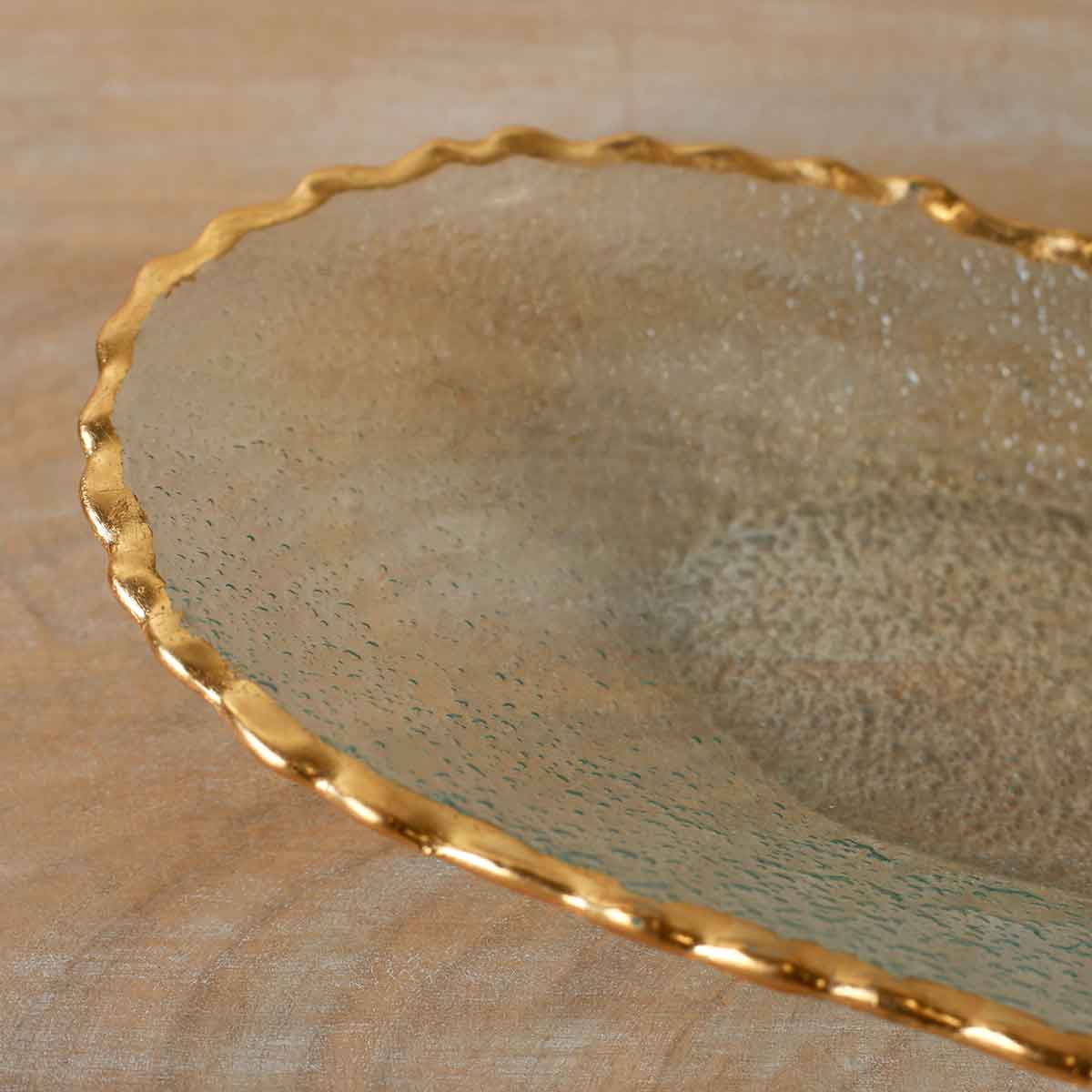The Royal Standard - Seward Oval Serving Tray   Clear/Gold   14.75x7.25