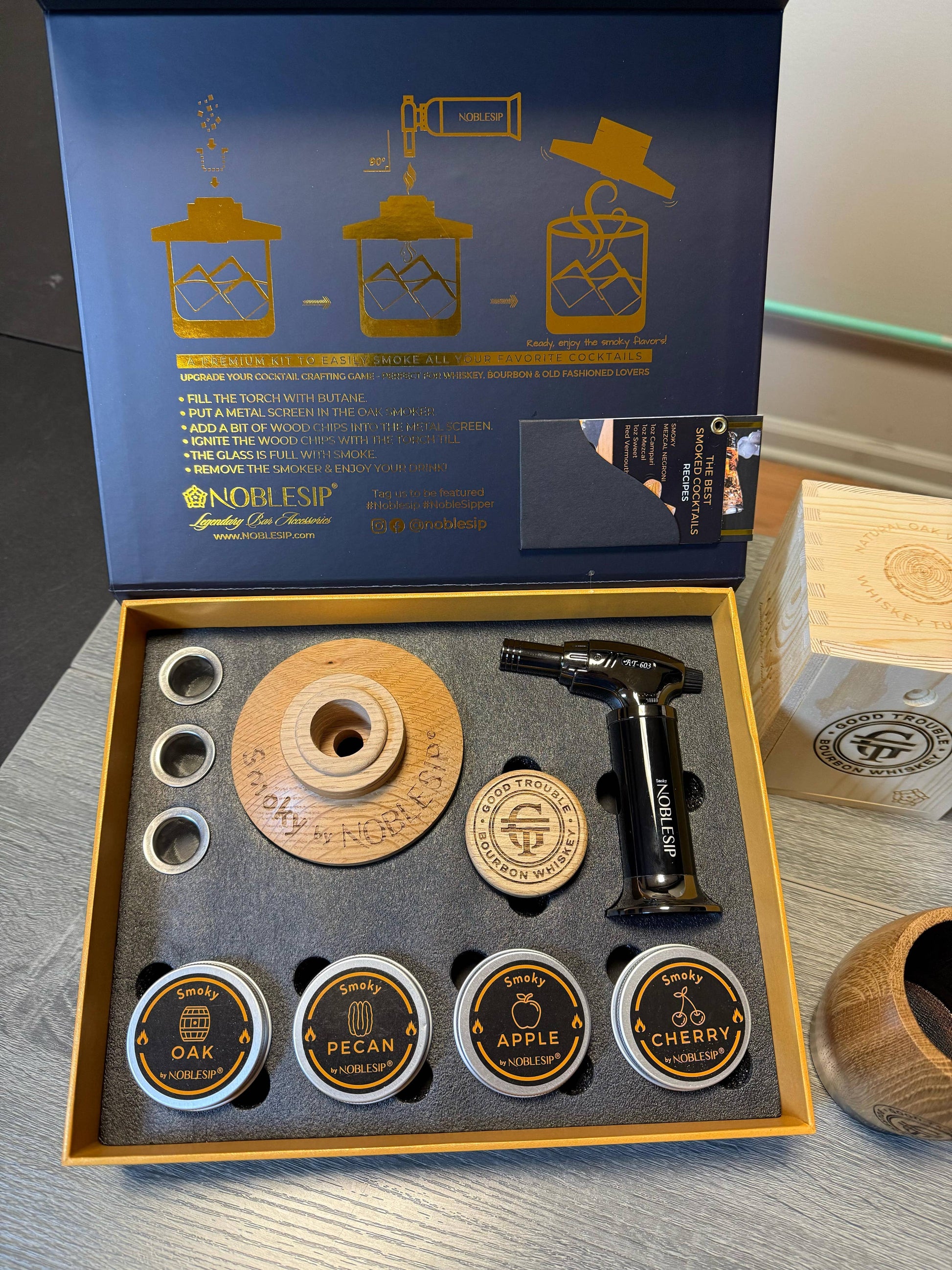 NOBLESIP - Whiskey Cocktail Smoker Kit, Men Gift Set. Father's day gift: No Personalization