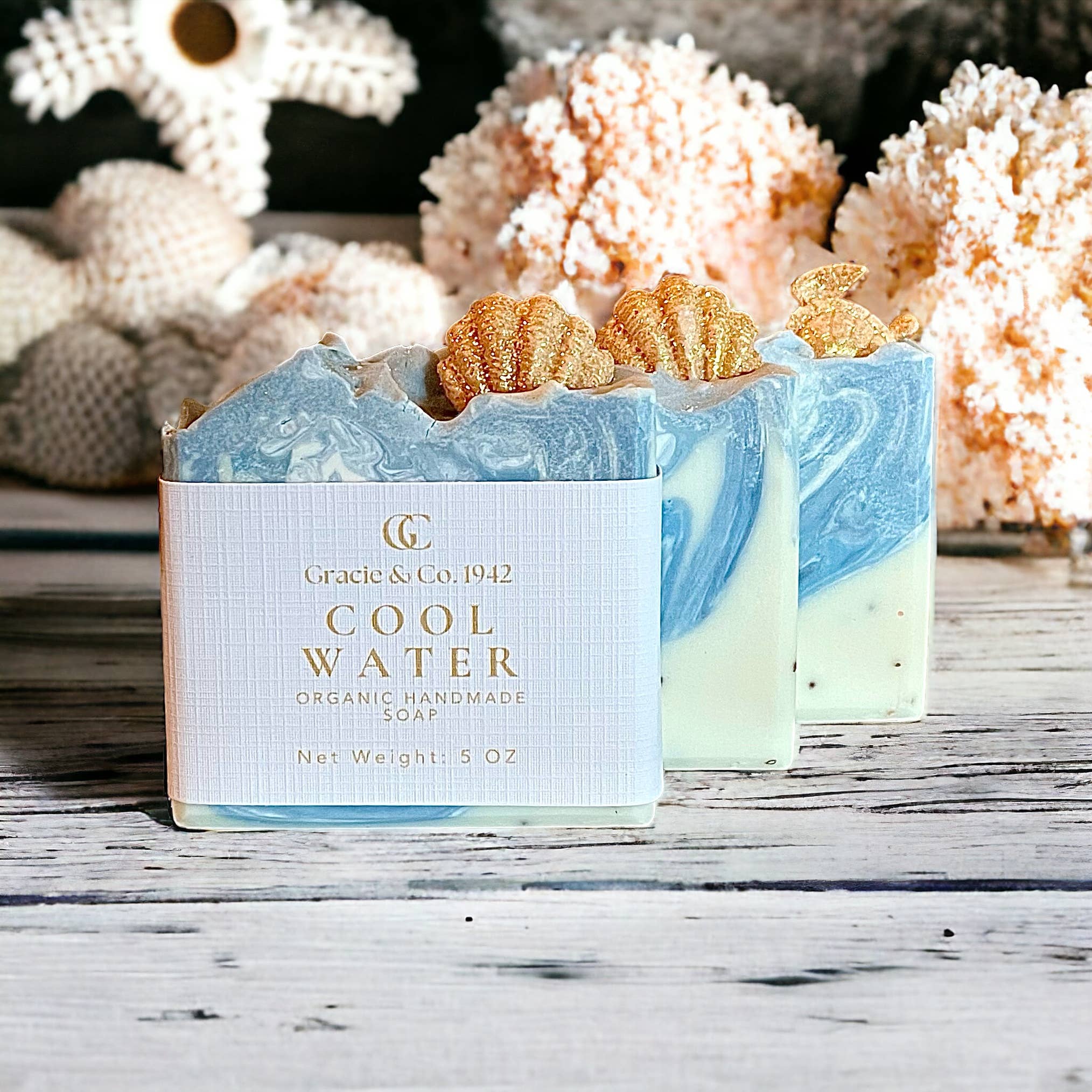 Gracie & Co. 1942 - Cool Waters Organic Handmade Shea Butter Soap Bar