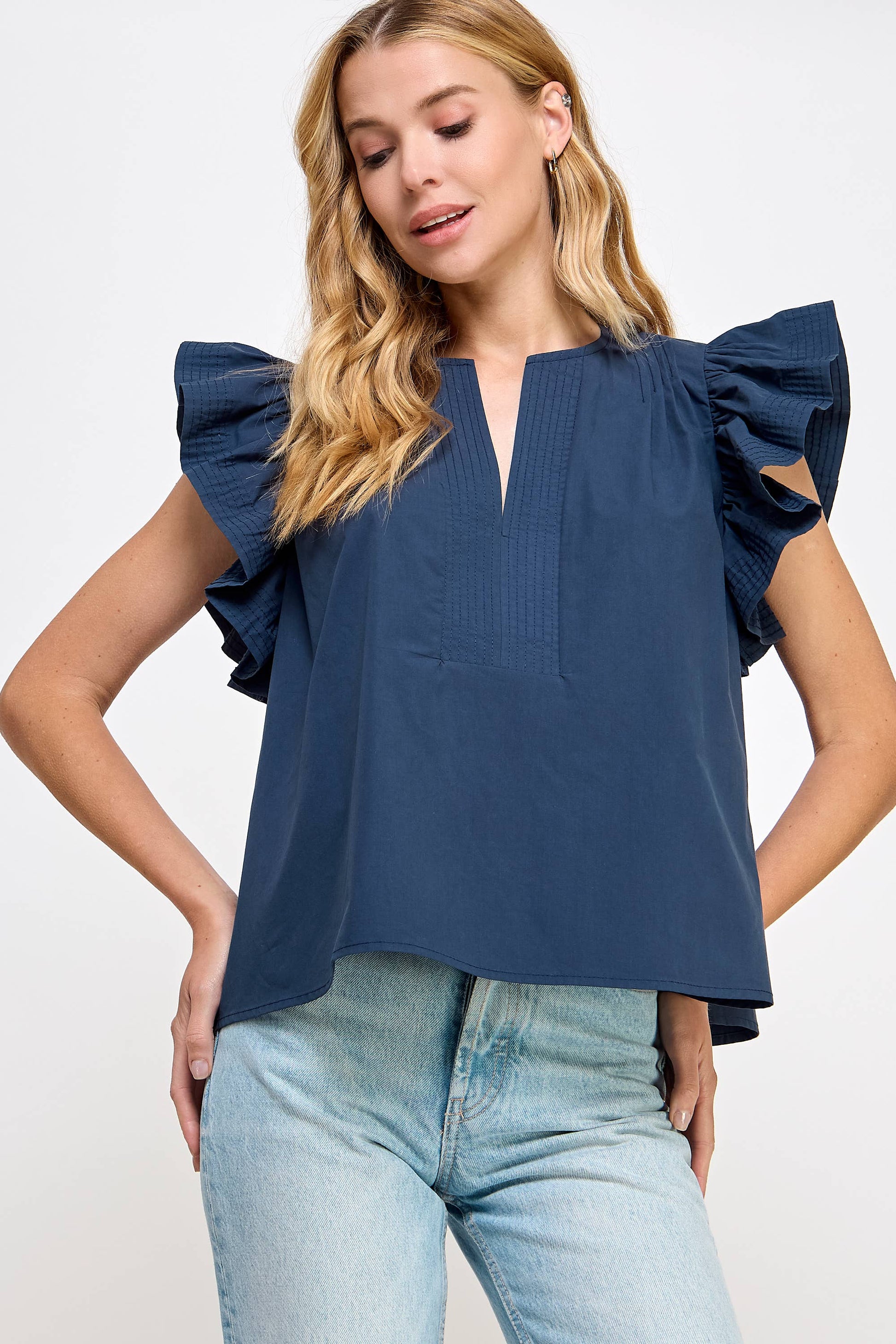 Flutter Ruffle Poplin Top