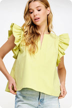 Flutter Ruffle Poplin Top