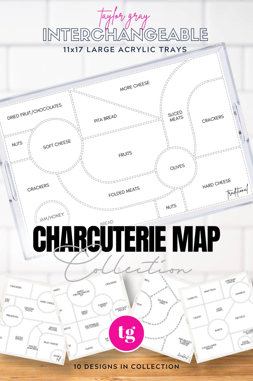 11 x 17 Charcuterie Map Insert Set of 10