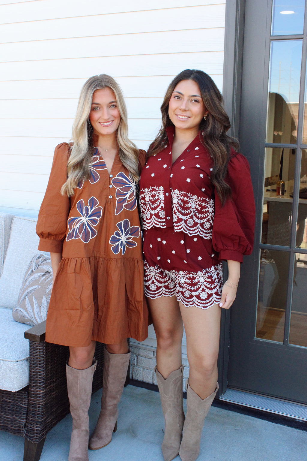 Caramel Blooms Mini Dress